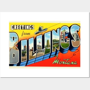 Greetings from Billings Montana - Vintage Large Letter Postcard Posters and Art